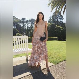 Mac Duggal 94195 Pink Asymmetrical Scallop Hem Embellished Dress sz 14 NEW